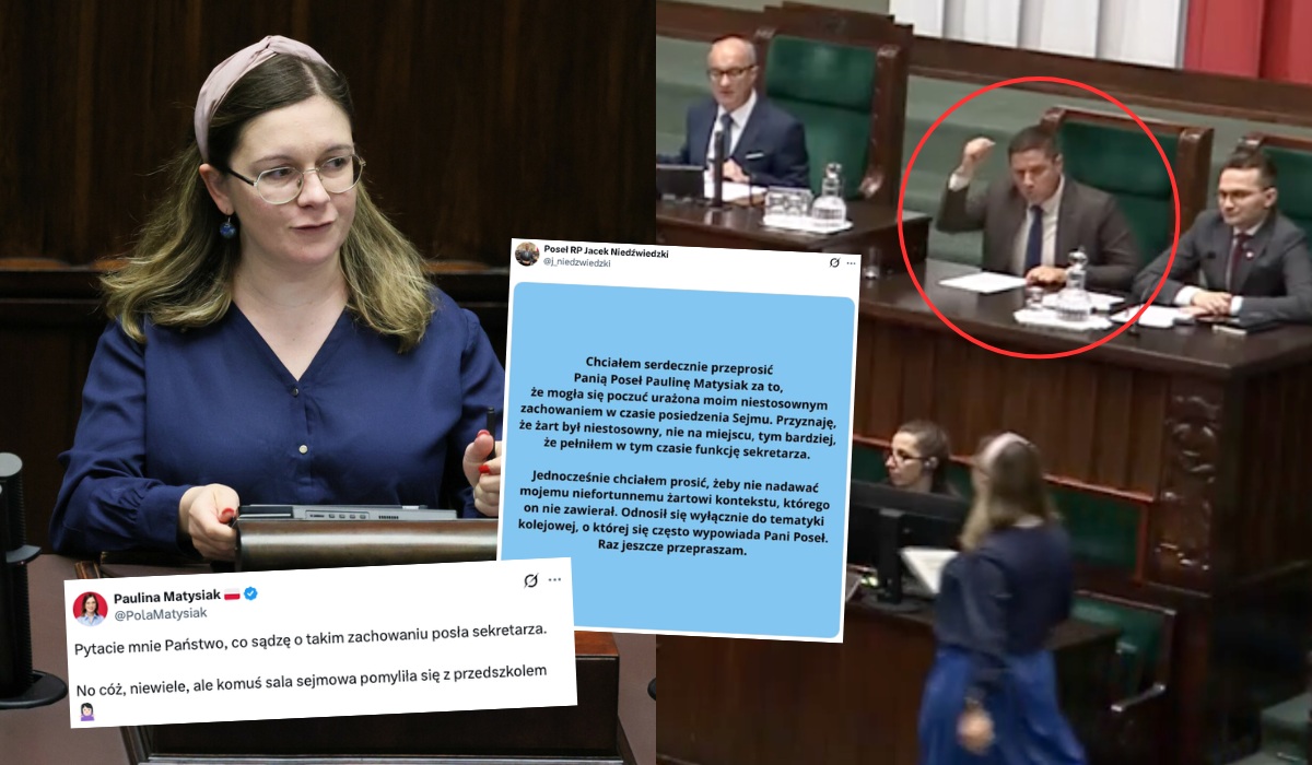 Poseł Niedźwiedzki przeprosił Paulinę Matysiak za robienie "ciuu ciuu" podczas posiedzeń sejmowych