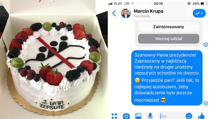 Katowice: aktywiści obchodzili drugą rocznicę zepsutych schodów na dworcu