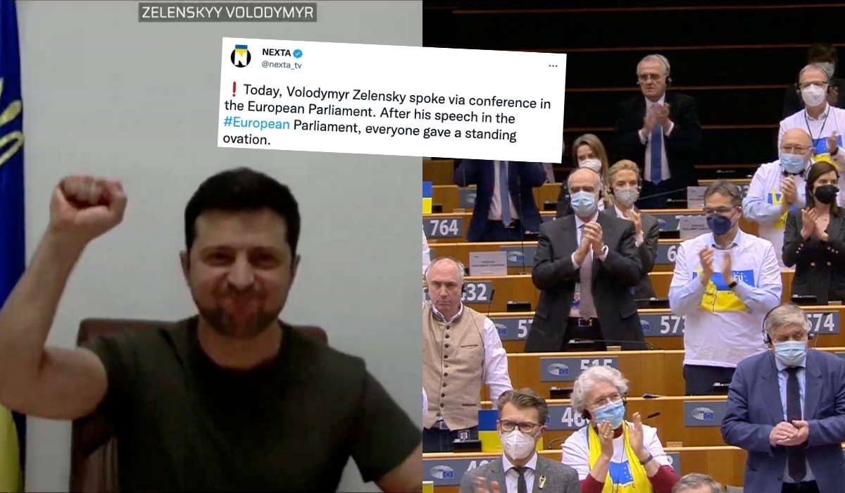 Zełenski w Parlamencie Europejskim: mam trochę czasu, ponieważ akurat nas nie ostrzeliwują 