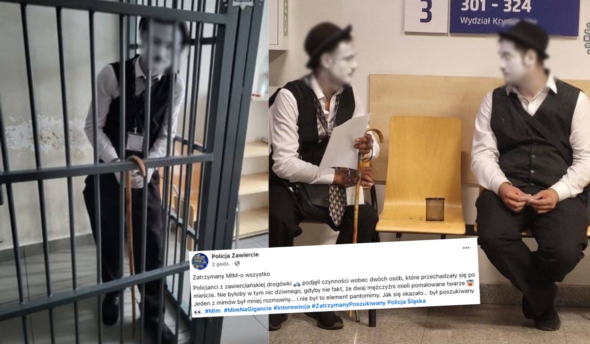Zawiercie: policjanci zatrzymali poszukiwanego mima, ale jego brat, drugi mim, zapłacił za niego grzywnę