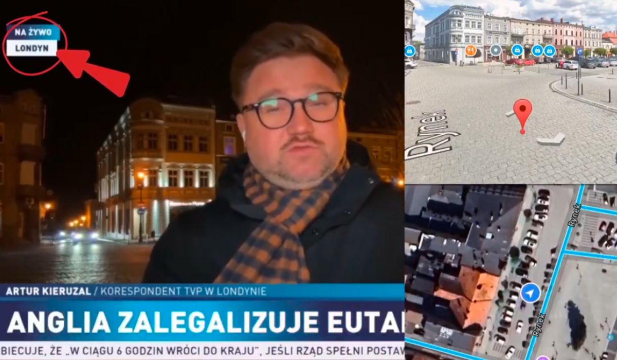 Korespondent TVP Info udawał, że jest w Londynie, a nadawał z Kępna, stacja nie chce komentować sprawy
