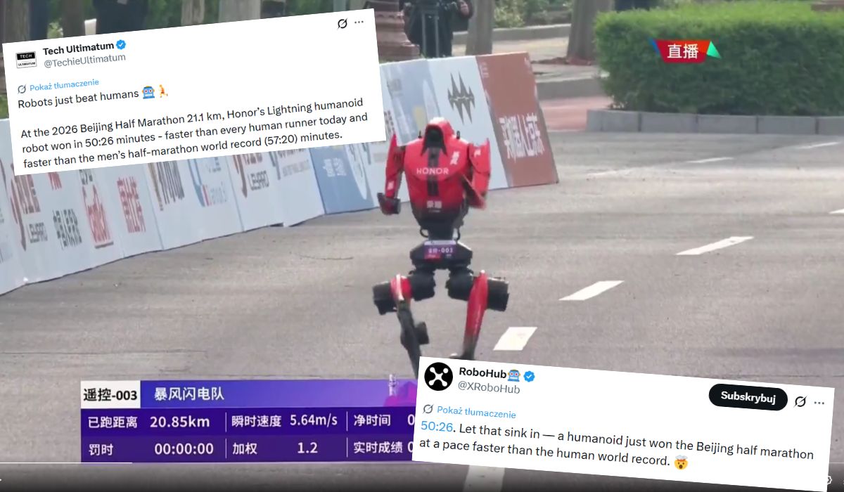 Chiny wystawiły roboty w półmaratonie i pierwszy raz miały lepszy czas od ludzi