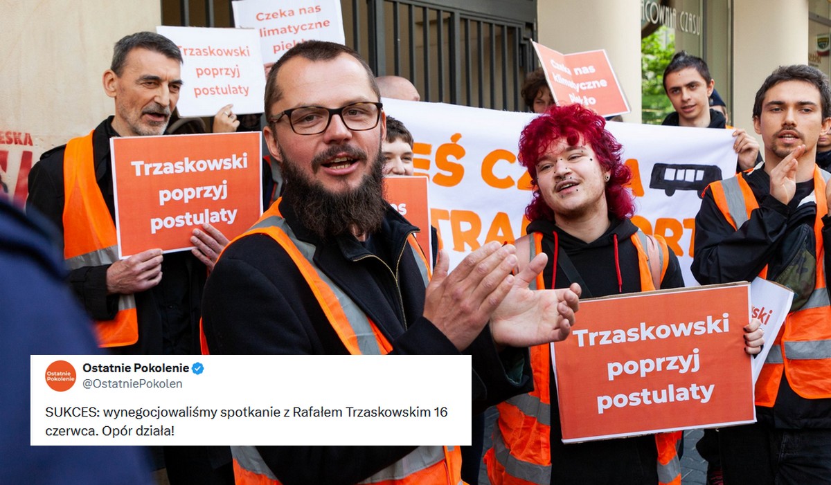 Ostatnie Pokolenie chwali się wynegocjowaniem spotkania z Trzaskowskim i zapowiada zawieszenie blokad