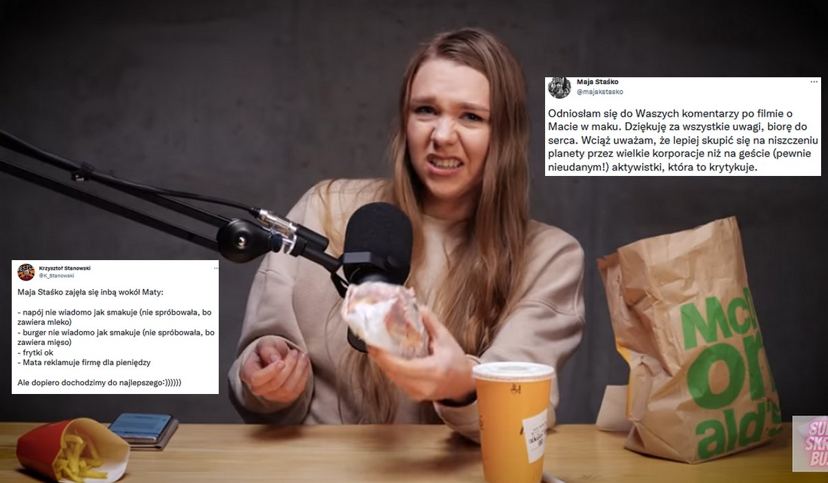 Maja Staśko krytycznie o swojej krytyce zestawu Maty w McDonald's
