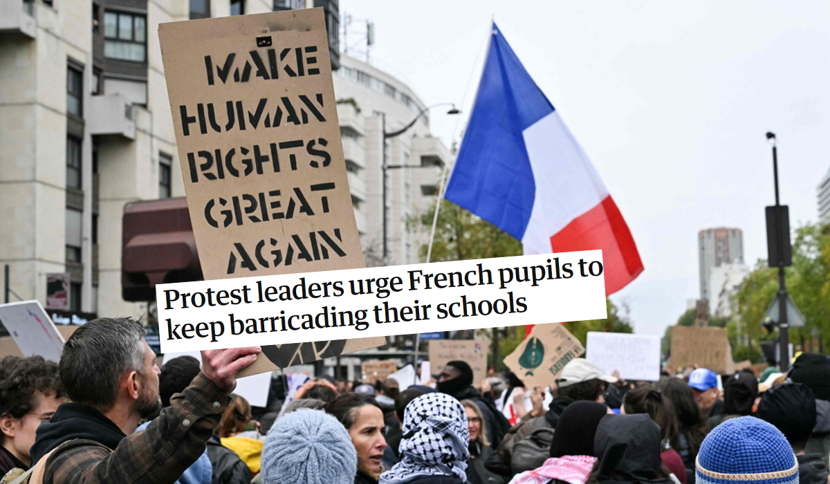Francja: liderzy protestów wzywają do kontynuowania rozpierduchy, aż los uczniów i nauczycieli się poprawi