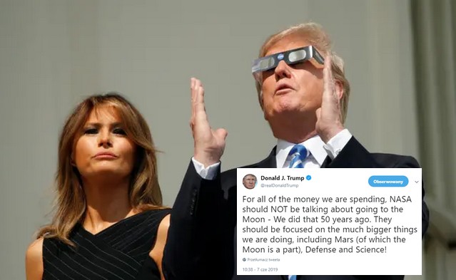 Donald Trump atakuje NASA i twierdzi, że "Księżyc jest częścią Marsa"