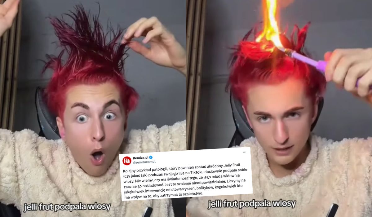 Strażacy proszą influencera Jelly Frucika, żeby nie podpalał sobie włosów