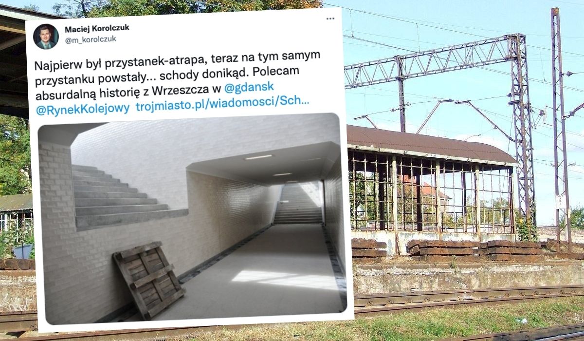 Gdańsk: powstaje stacja-atrapa, do której prowadzą schody zaczynające się metr nad ziemią