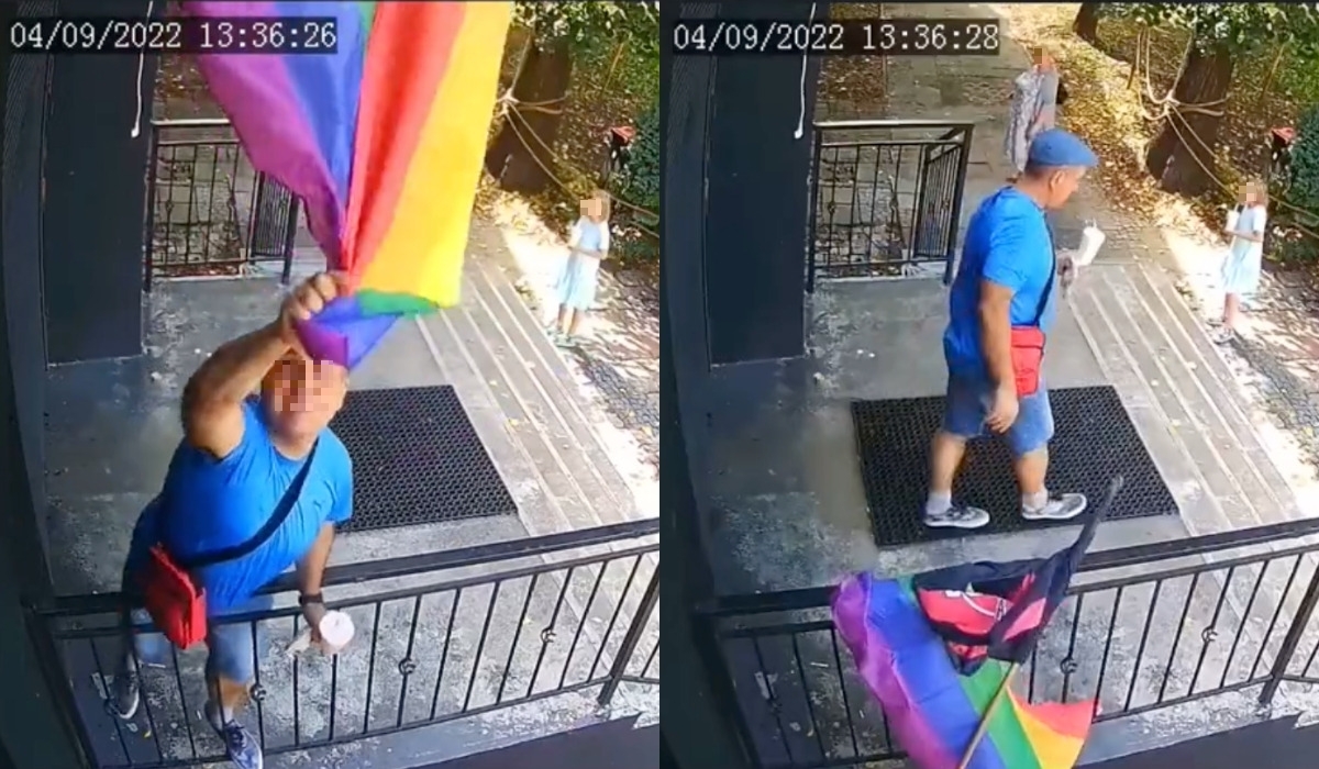 Legnica: chuligan, który zdarł tęczową flagę z klubu, najwyraźniej jest żołnierzem WOT i raczej już długo nie pobędzie