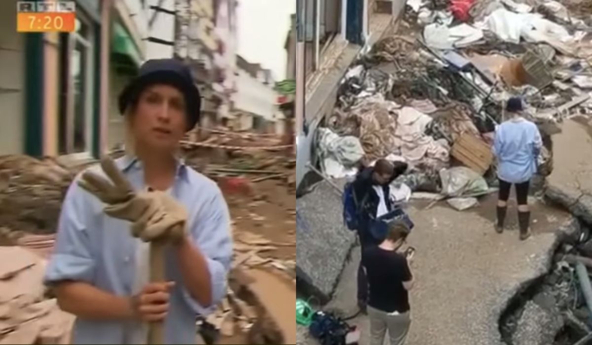 Reporterka RTL przyłapana na mazaniu sobie buzi błotem, żeby dramatyczniej relacjonować powódź