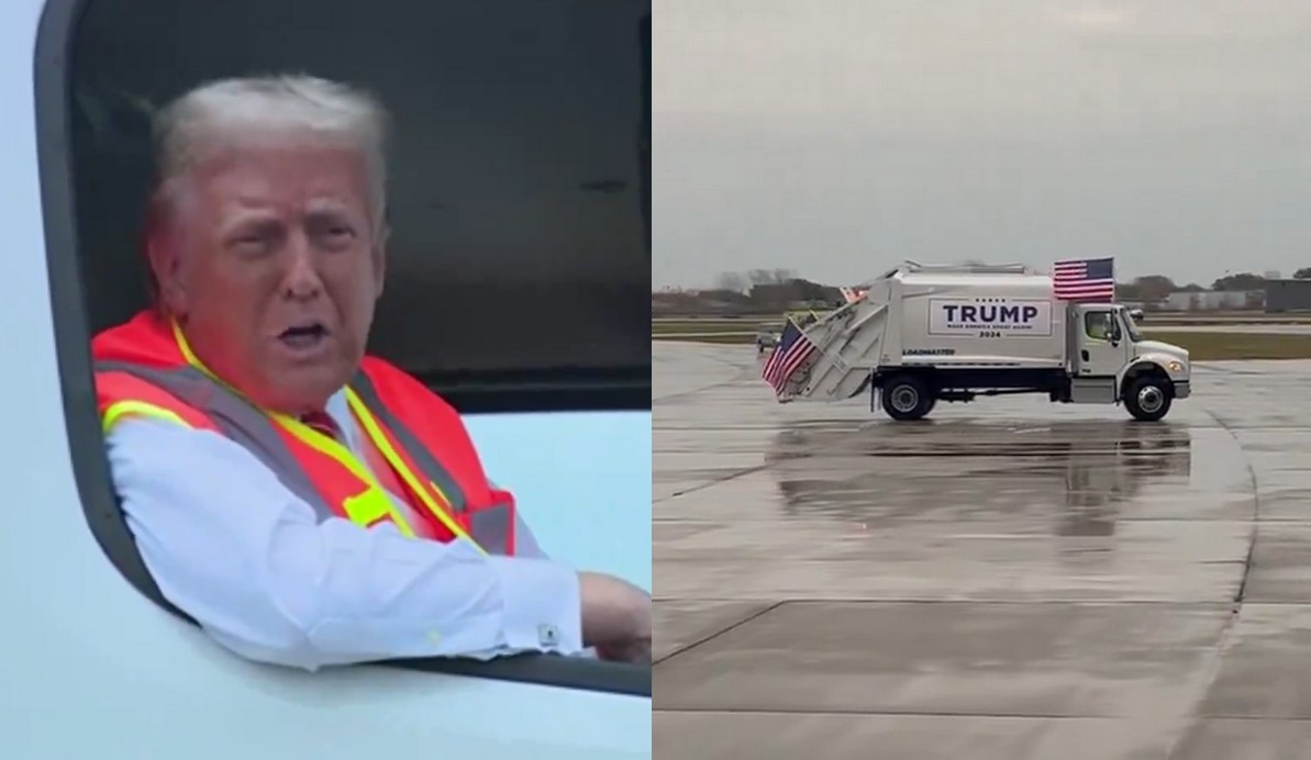 Trump w ramach trollingu przejechał się śmieciarką wyborczą