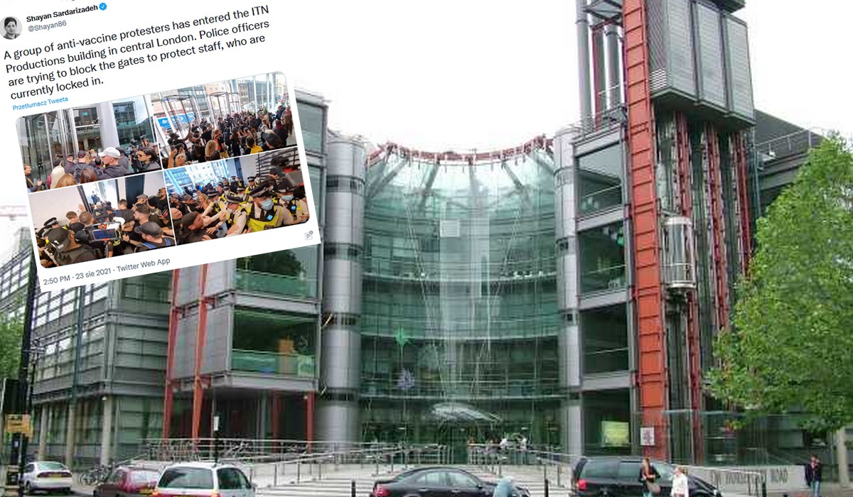 Londyn: antyszczepionkowcy zaatakowali siedzibę stacji telewizyjnej