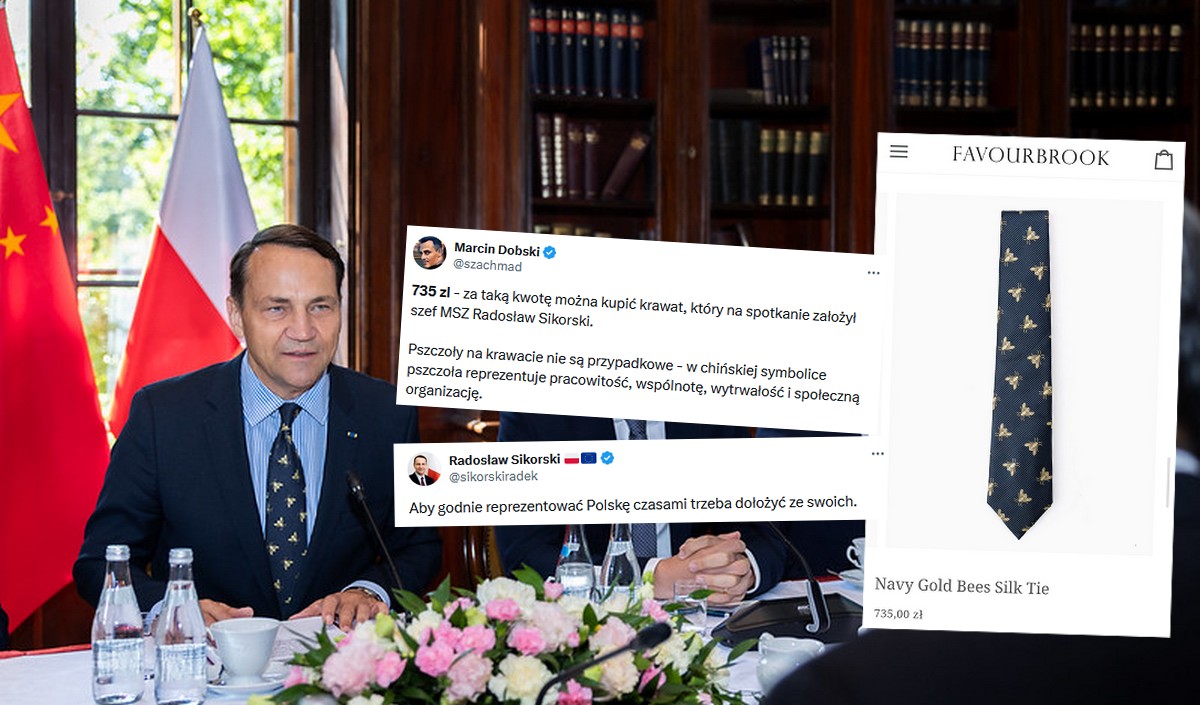 Sikorski wyjaśnia, że specjalnie kupił krawat w pszczółki na spotkanie z przedstawicielem Chin