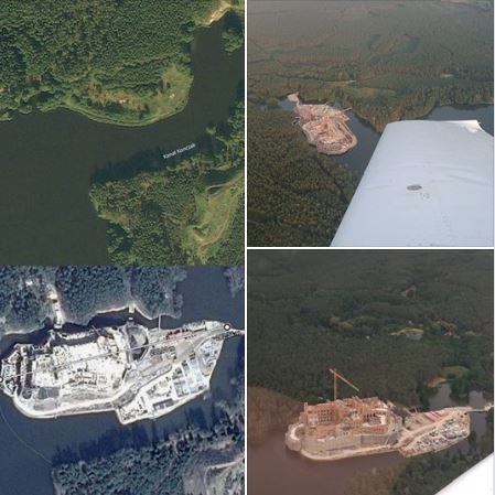 Geoportal: Ktoś bawi się w Batmana i buduje sobie fortecę na jeziorze w Puszczy Noteckiej