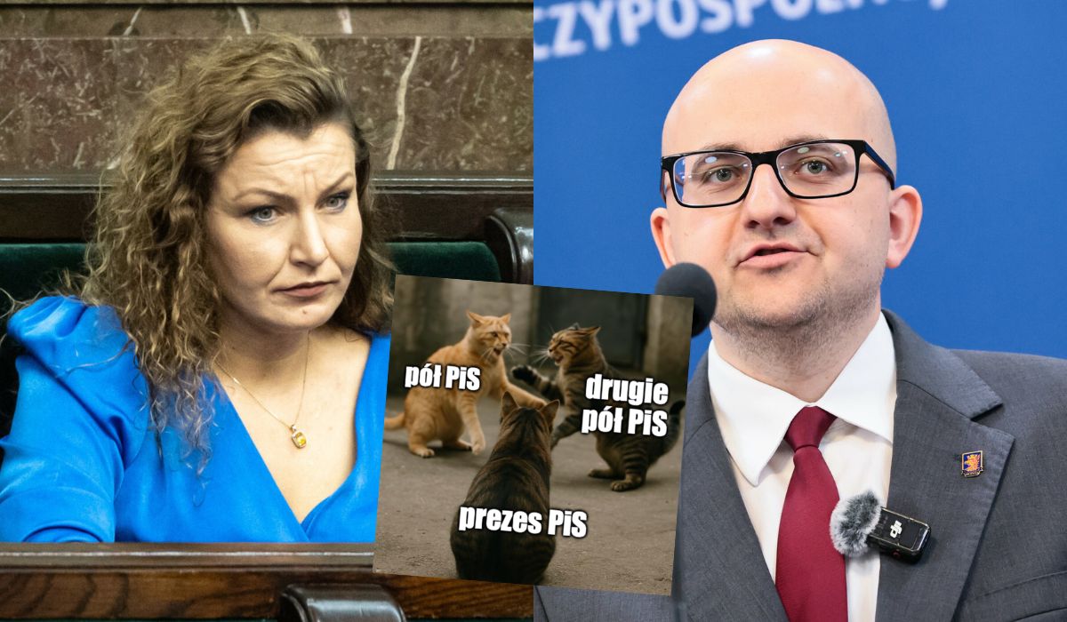 Poseł Matecki (PiS) ostrzega przed posłanką Pawłowską (PiS), ona z kolei zaleca mu picie i zwiedzanie dachów