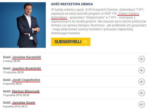 "Znany i lubiany dziennikarz" Krzysztof Ziemiec nie przesadza z różnorodnością gości