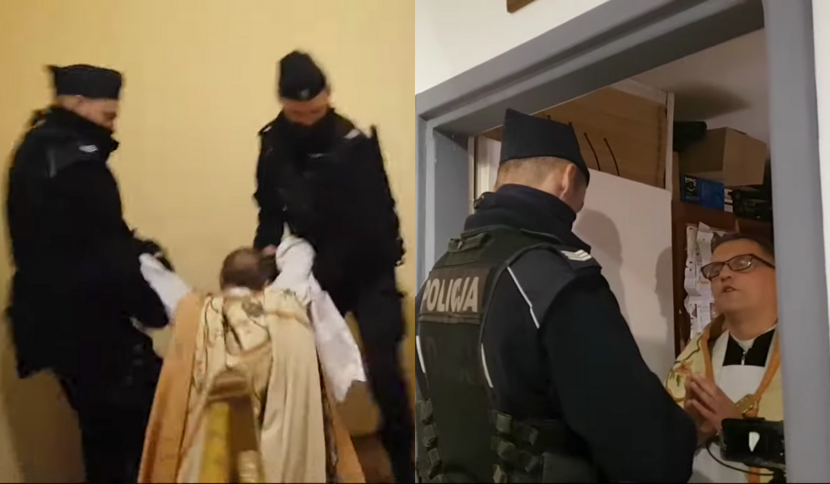 Ksiądz od wyjaśniania policjantów w końcu się przeliczył i został wyniesiony z nabożeństwa