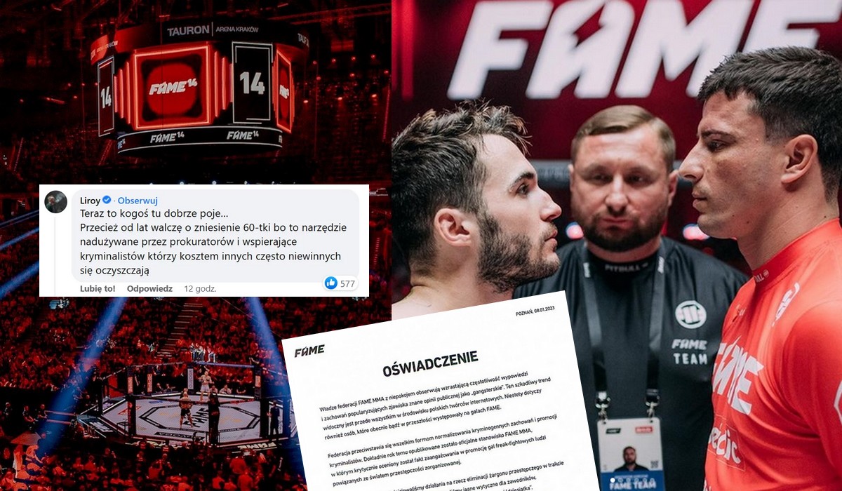 Fame MMA nie chce już "promować zachowań gangsterskich" ani słów o 60-tkach i konfidentach