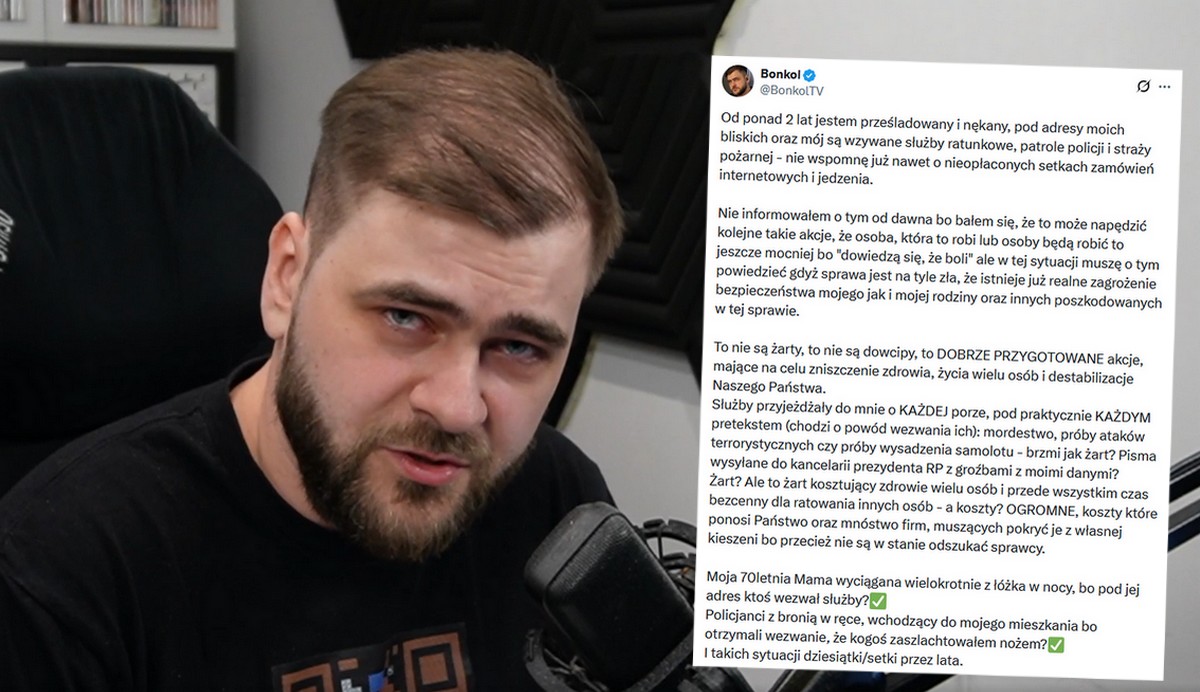 Przy okazji afery z TV Republiką streamer Bonkol opowiedział, jak ktoś go prześladuje i wykorzystuje jego dane
