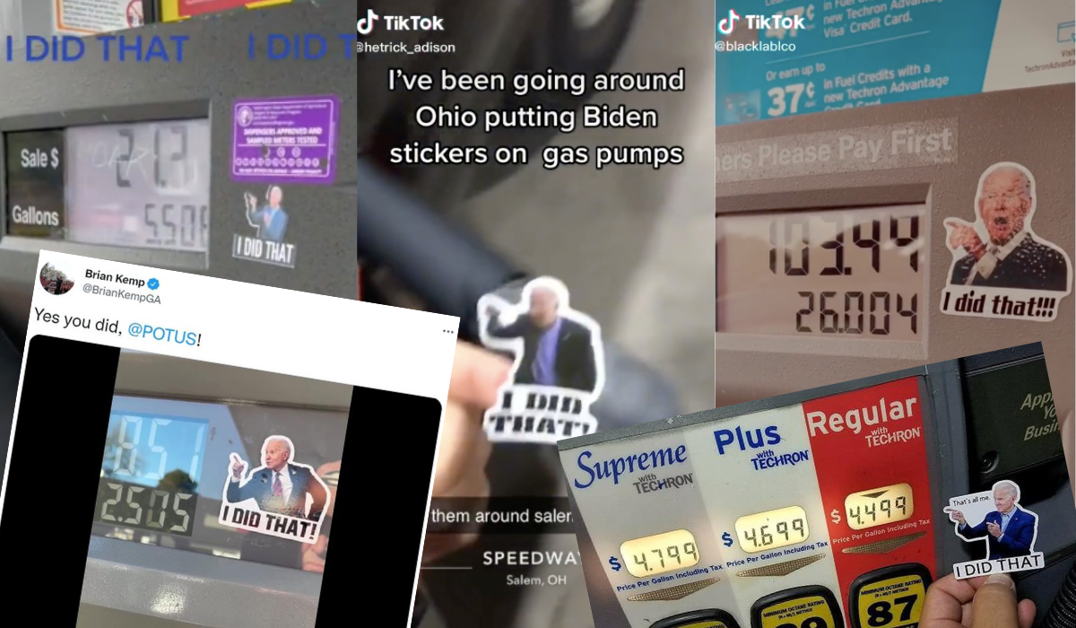 "Ja to zrobiłem" - w USA naklejki z Bidenem doklejane są do cen paliw