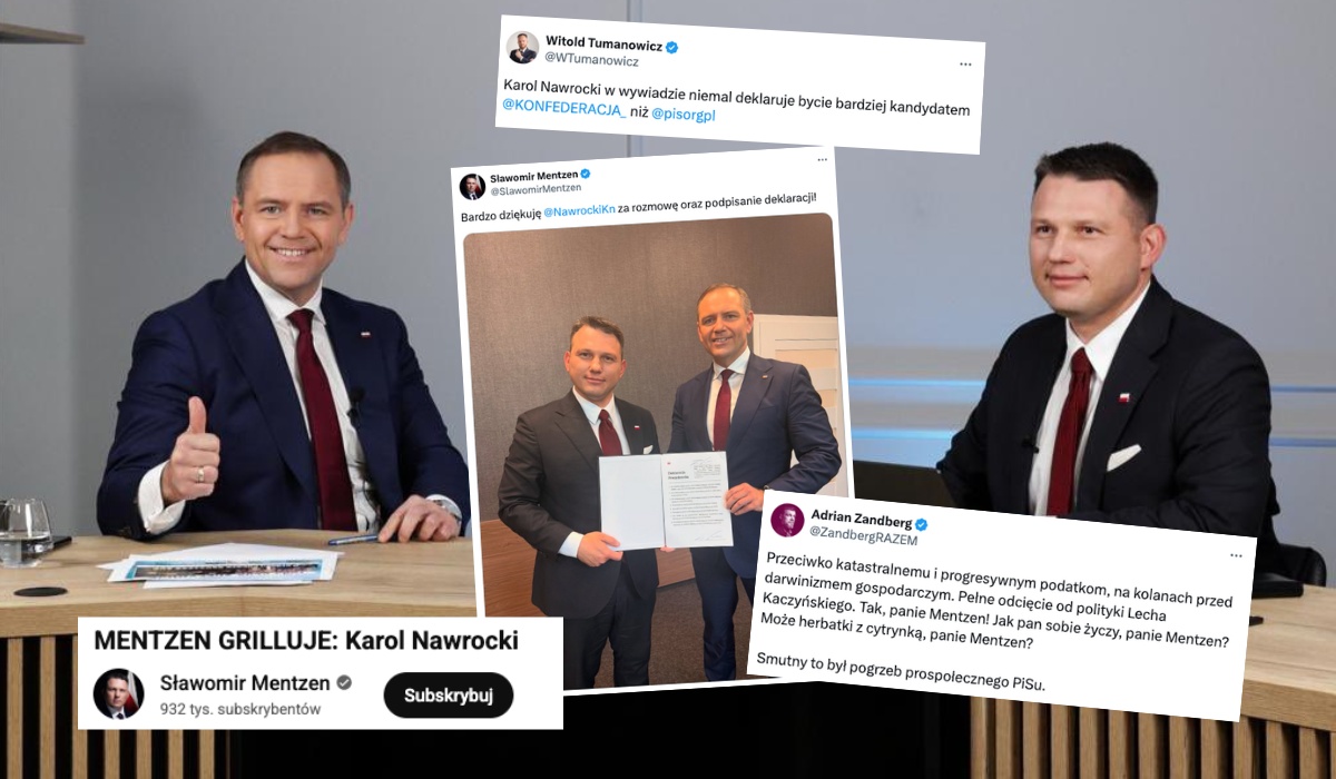 Podczas rozmowy z Mentzenem okazało się, że Nawrocki w sumie nie za bardzo popiera PiS