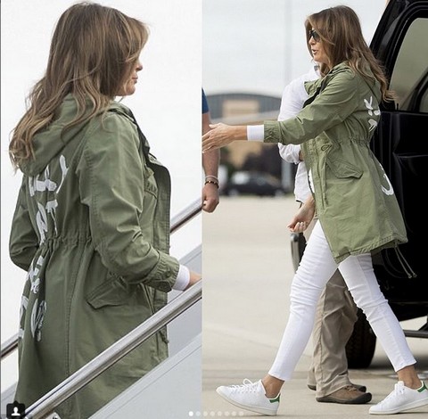 Melania Trump odwiedziła obóz dla imigrantów w kurtce z napisem "Nic mnie to nie obchodzi"