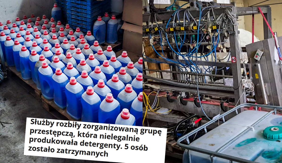 Służby zlikwidowały gang zajmujący się produkcją podróbek znanych detergentów, mieli na tym zarobić milion zł