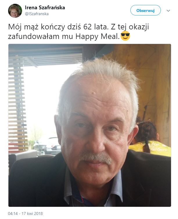 Prawicowa blogerka kupiła mężowi na urodziny Happy Meal, a on nie wygląda happy 