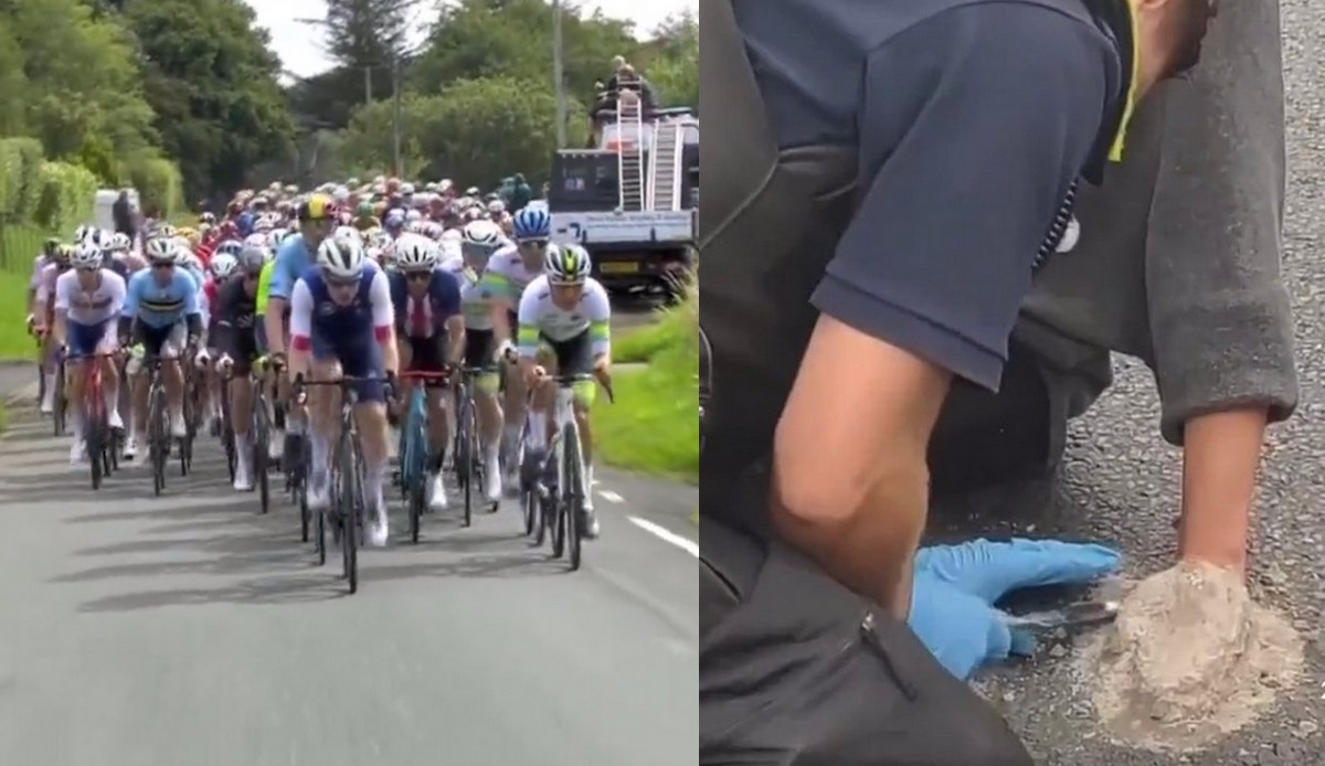 Szkocja: mistrzostwa świata w kolarstwie zostały przerwane przez przyklejających się do asfaltu aktywistów