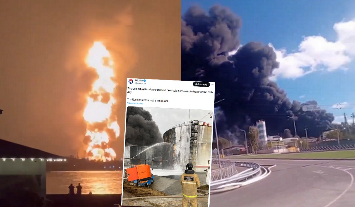 Rosjanie zmagają się z wielkim pożarem składu paliwa, który zafundowała im Ukraina