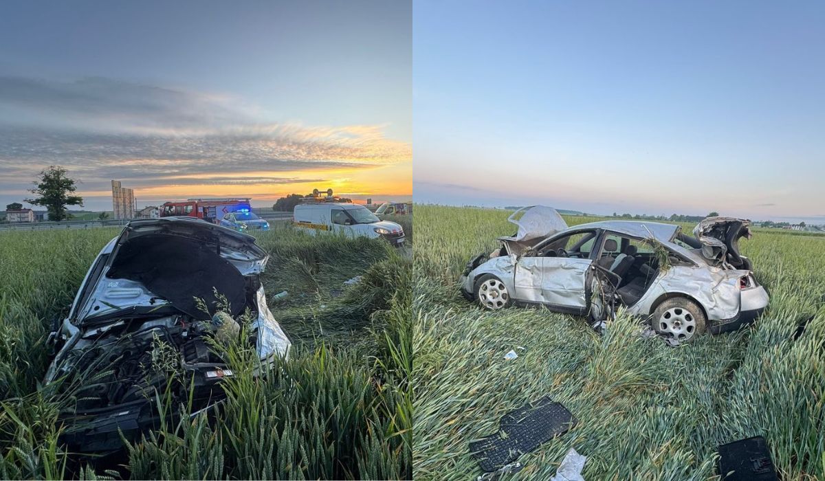 Kębłów: nietrzeźwy kierowca audi dachował, wyleciał z samochodu i poszedł spać