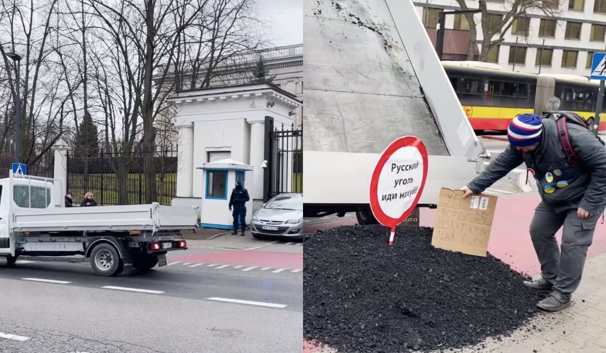 Polacy oddają Rosji ich węgiel pod rosyjską ambasadą
