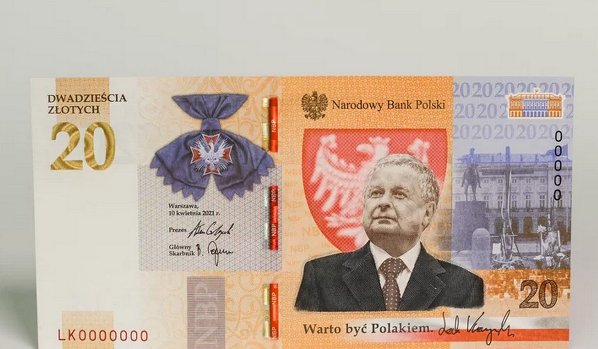 Banknot 20 zł z Lechem Kaczyńskim tak się spodobał, że został wyróżniony w specjalnym konkursie międzynarodowym
