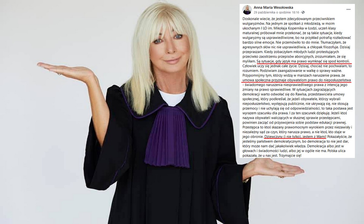 Sędzia Anna Maria Wesołowska orzeka, że ludzie mają prawo do obywatelskiego nieposłuszeństwa