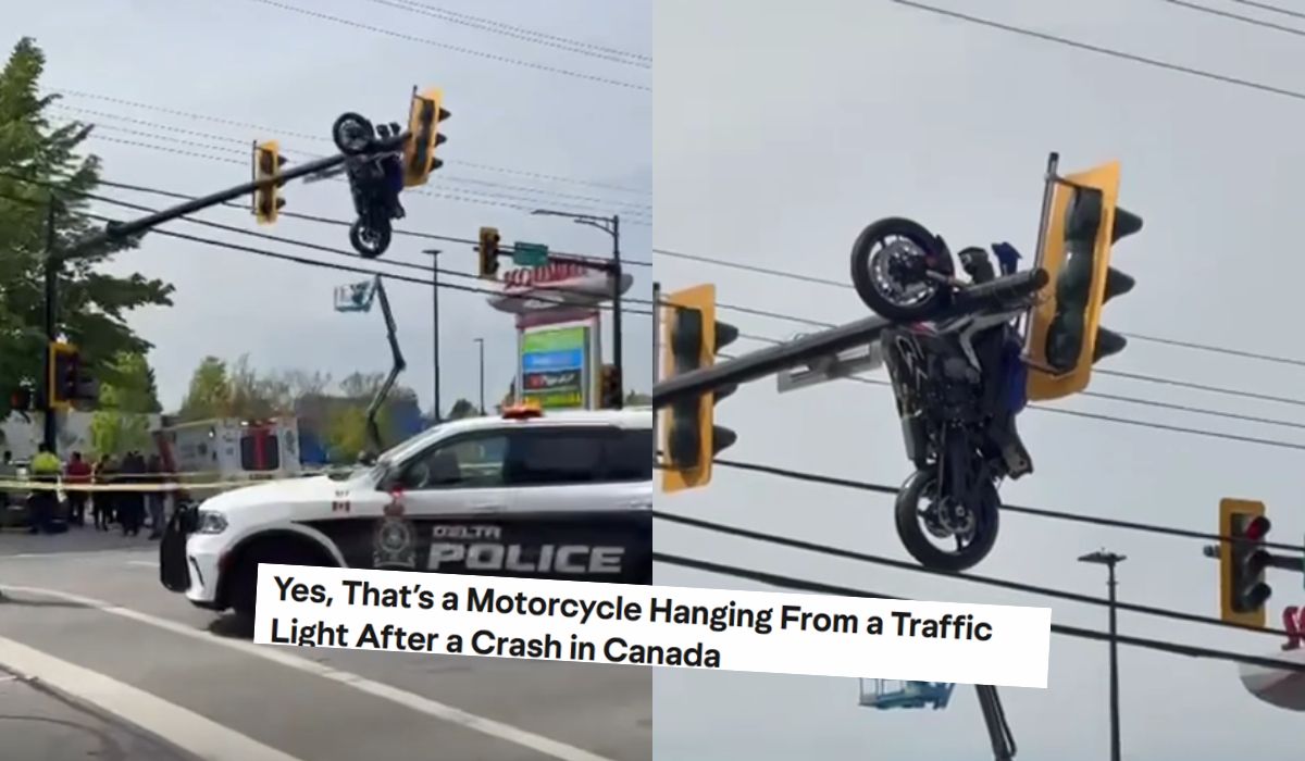 Słynny film z wypadkiem i motocyklem wystrzelonym na światła jest prawdziwy, wydarzył się w Kanadzie