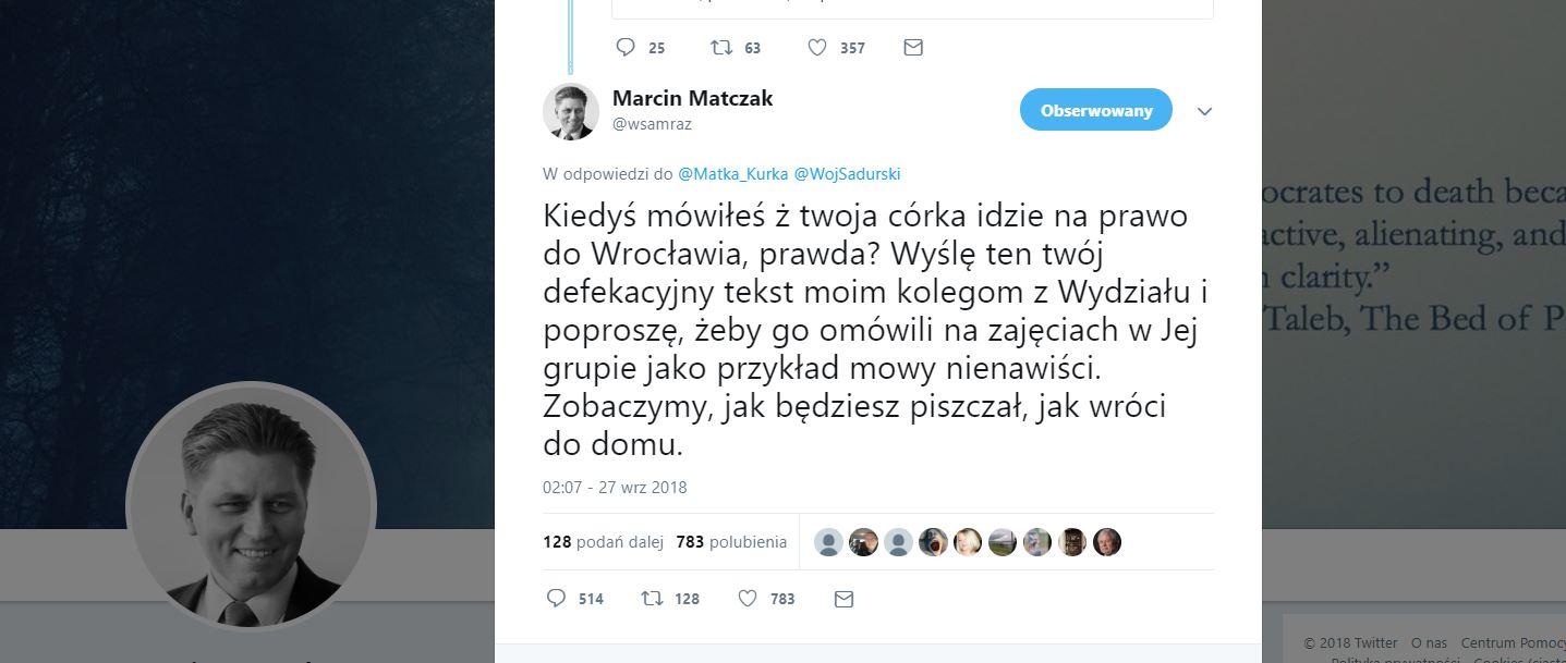 Galopujący Major o pyskówce na Twitterze Marka Matczaka i blogera MatkiKurki:writing_hand: