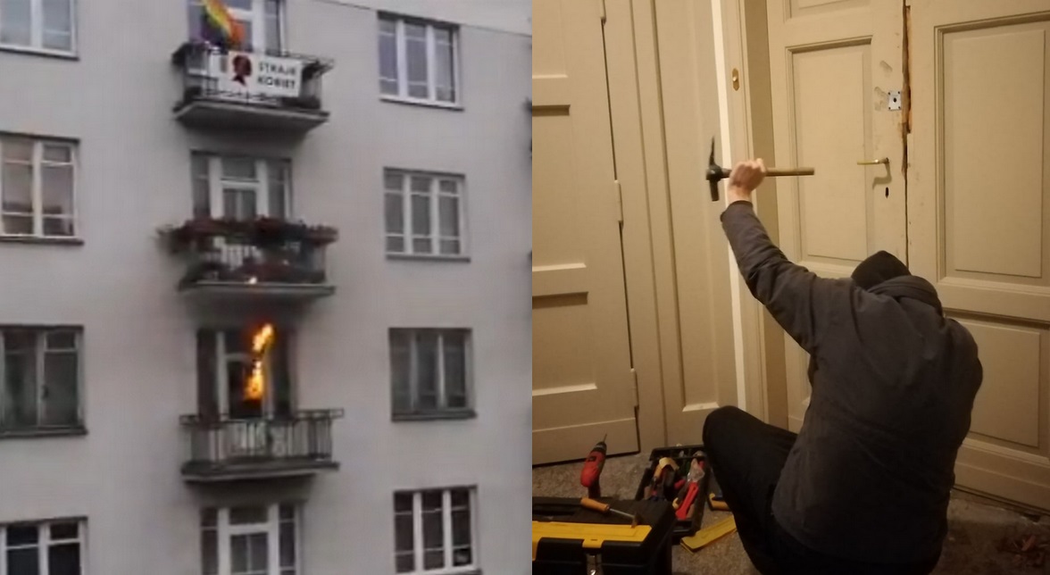 Antifa odwiedziła pana Stefana od zaatakowanego mieszkania pomóc w naprawach