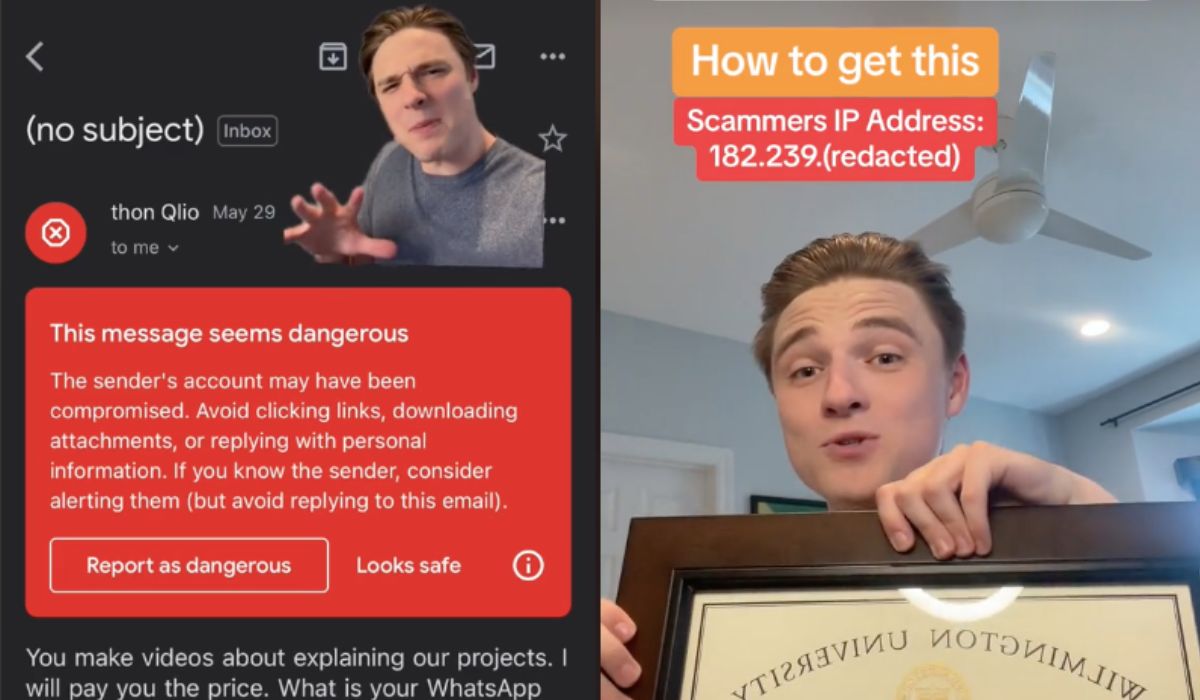 Chłop na TikToku oszukuje oszustów i zgłasza ich potem na policję