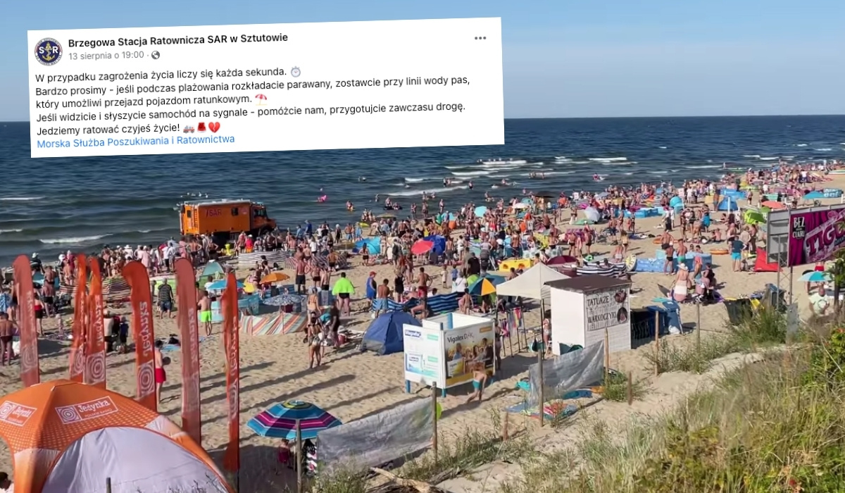 Stegna: na plaży było tak naćkane parawanami, że ratownicy mieli problem z dotarciem do potrzebującego pomocy