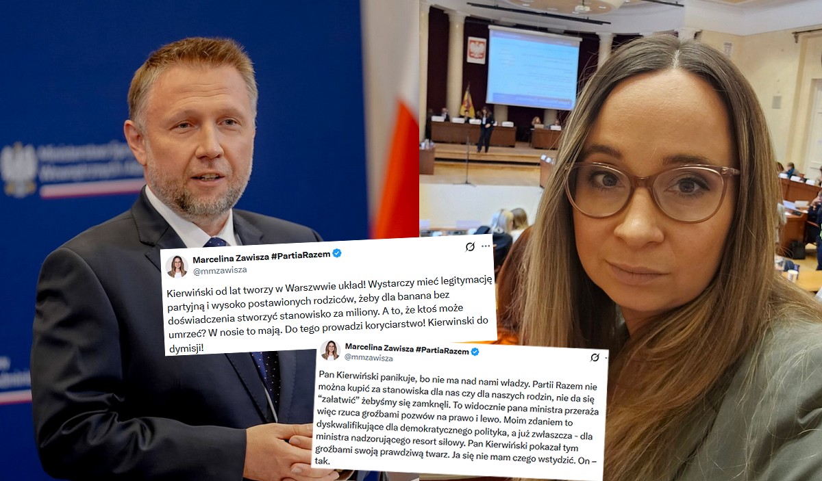 Minister Kierwiński grozi pozwem Marcelinie Zawiszy za sugerowanie, że steruje przestępczymi układami