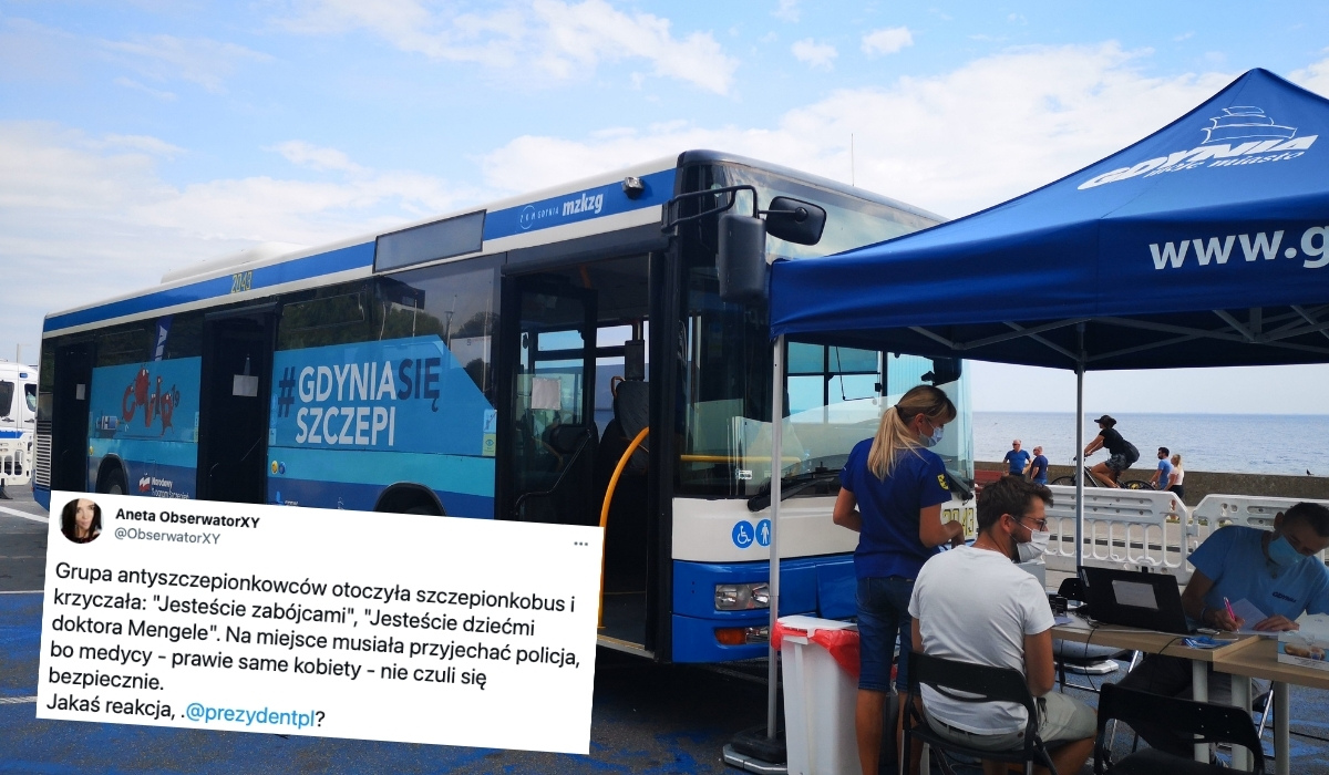 Gdynia: grupa antyszczepionkowców zaatakowała szczepionkobus, interweniowała policja
