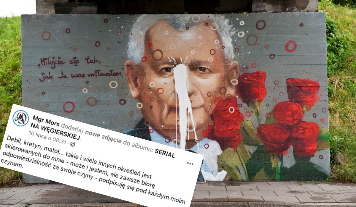 Nowy Sącz: zniszczono mural z wizerunkiem Kaczyńskiego, nie wytrzymał nawet tygodnia
