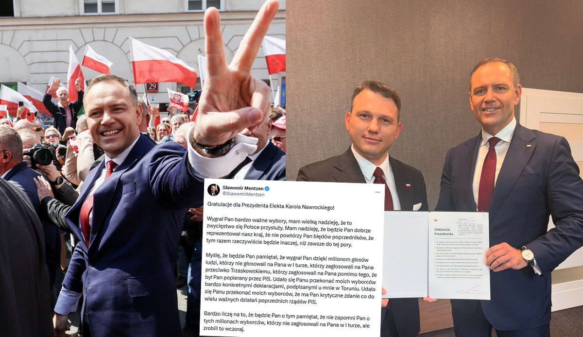 Mentzen przypomina Nawrockiemu, dzięki komu wygrał wybory