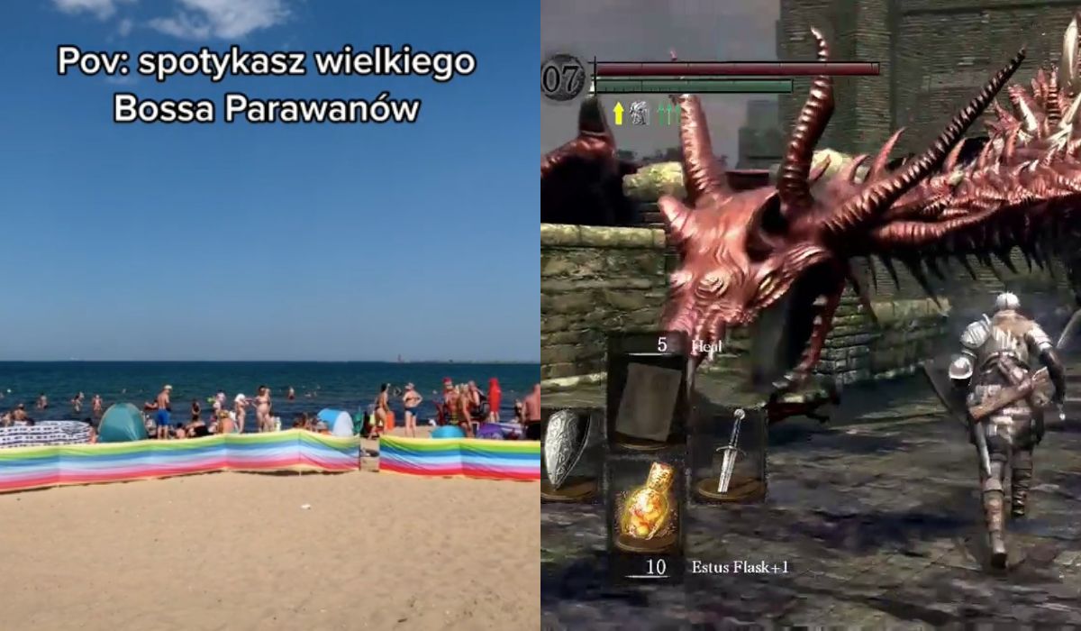 Sopot: jeden z największych parawanów na plaży stał się sławny, bo ktoś podłożył muzykę z Dark Souls 