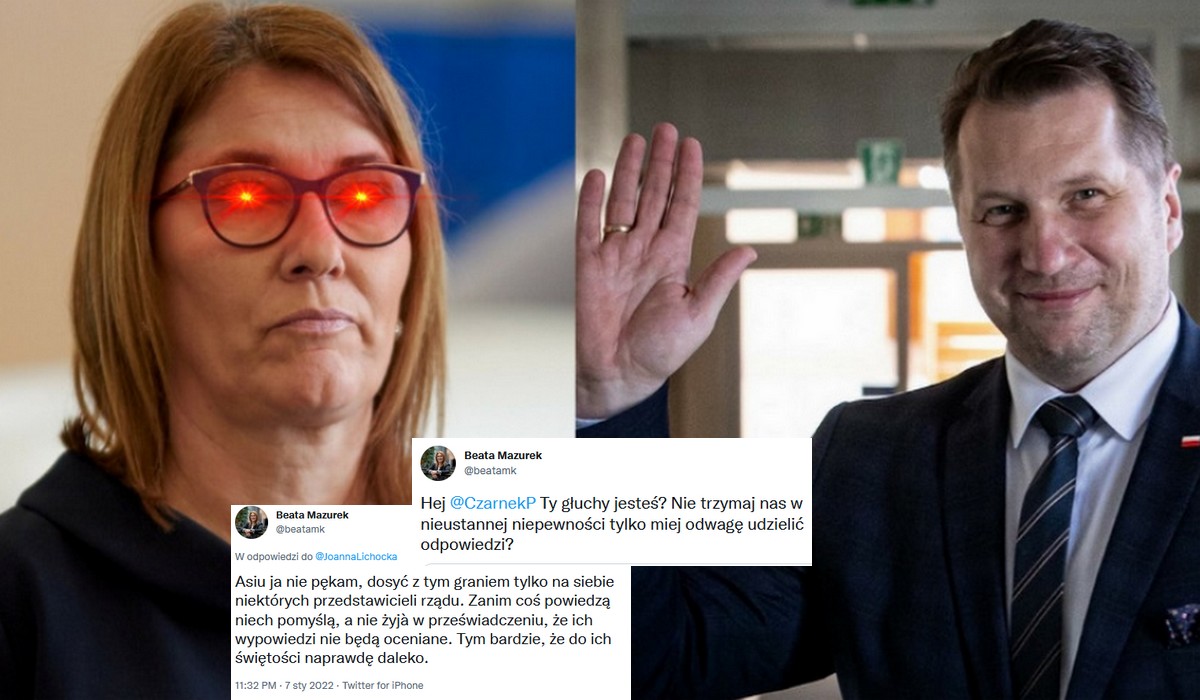 Beata Mazurek mówi, że nie pęka i chyba rzeczywiście idzie na ostre starcie z ministrem Czarnkiem
