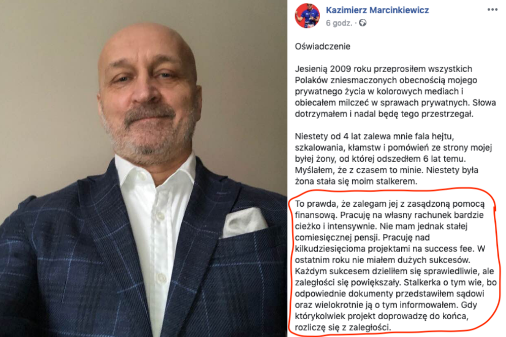 Marcinkiewicz o niepłaceniu alimentów: pracuję na success fee. W ostatnim roku nie miałem sukcesów