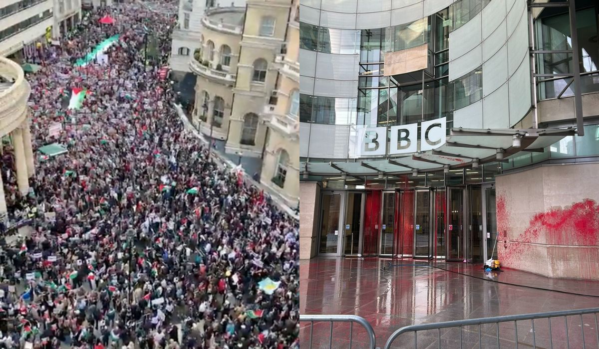 UK: siedziba BBC została oblana czerwoną farbą za "złe relacjonowanie wojny"