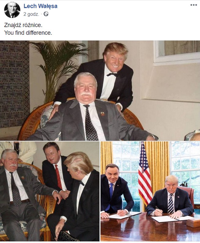 Lech Wałęsa: "Znajdź różnice. You find difference"