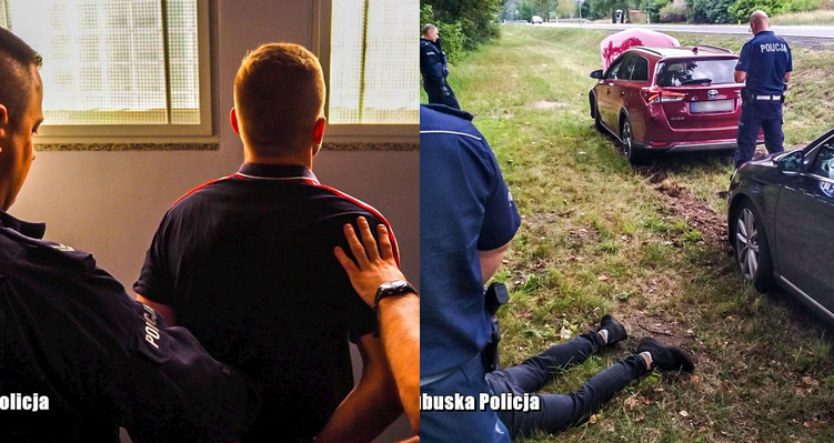 Uciekał przed policją kradzionym samochodem, wjechał do lasu i udawał grzybiarza