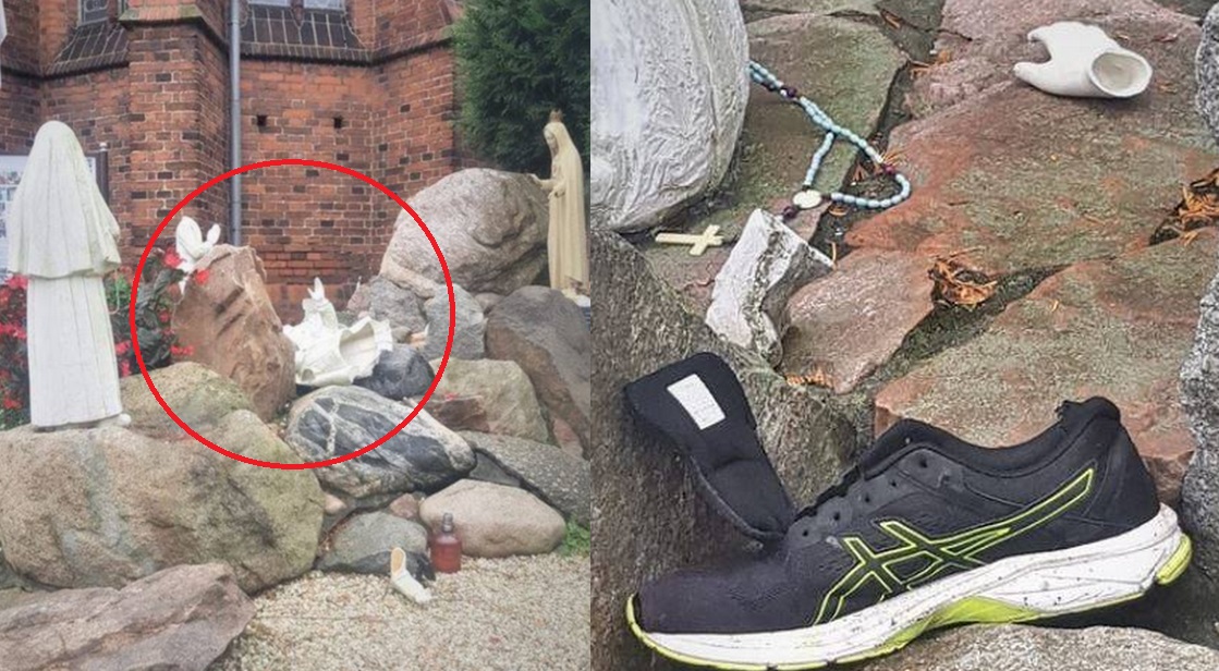 Chrząstawa Wielka: zniszczone figury to ani wybryk Strajku Kobiet, ani Szatana, tylko nawalonego lokalnego gościa